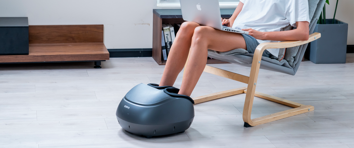 A person using Renpho Foot Massager.