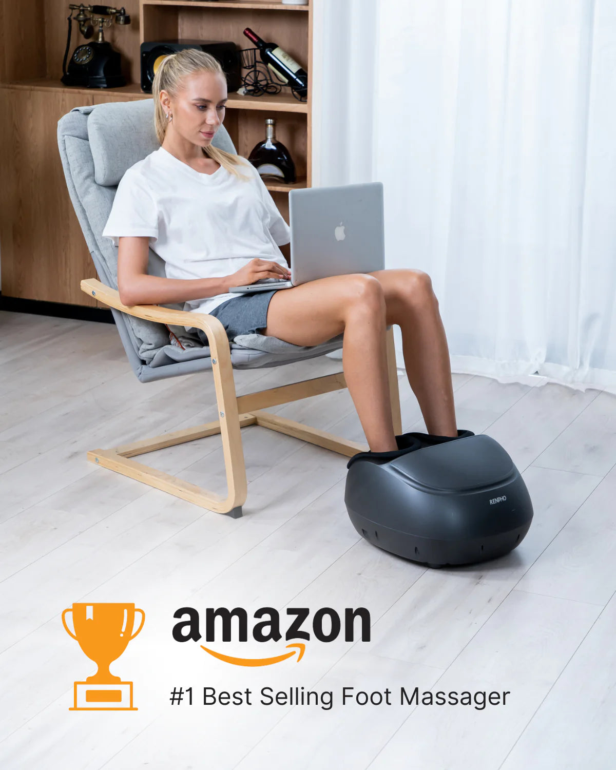 Shiatsu Foot Massager Premium + Remote Sliver Renpho AU