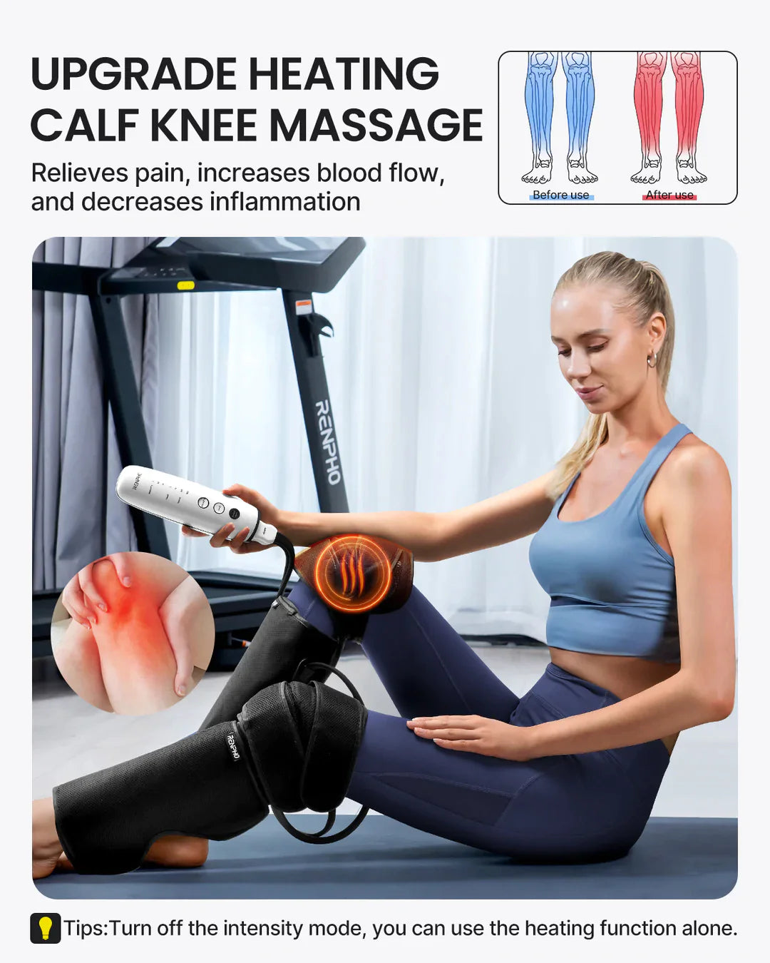 Air Compression Knee Calf Massager with Heat 