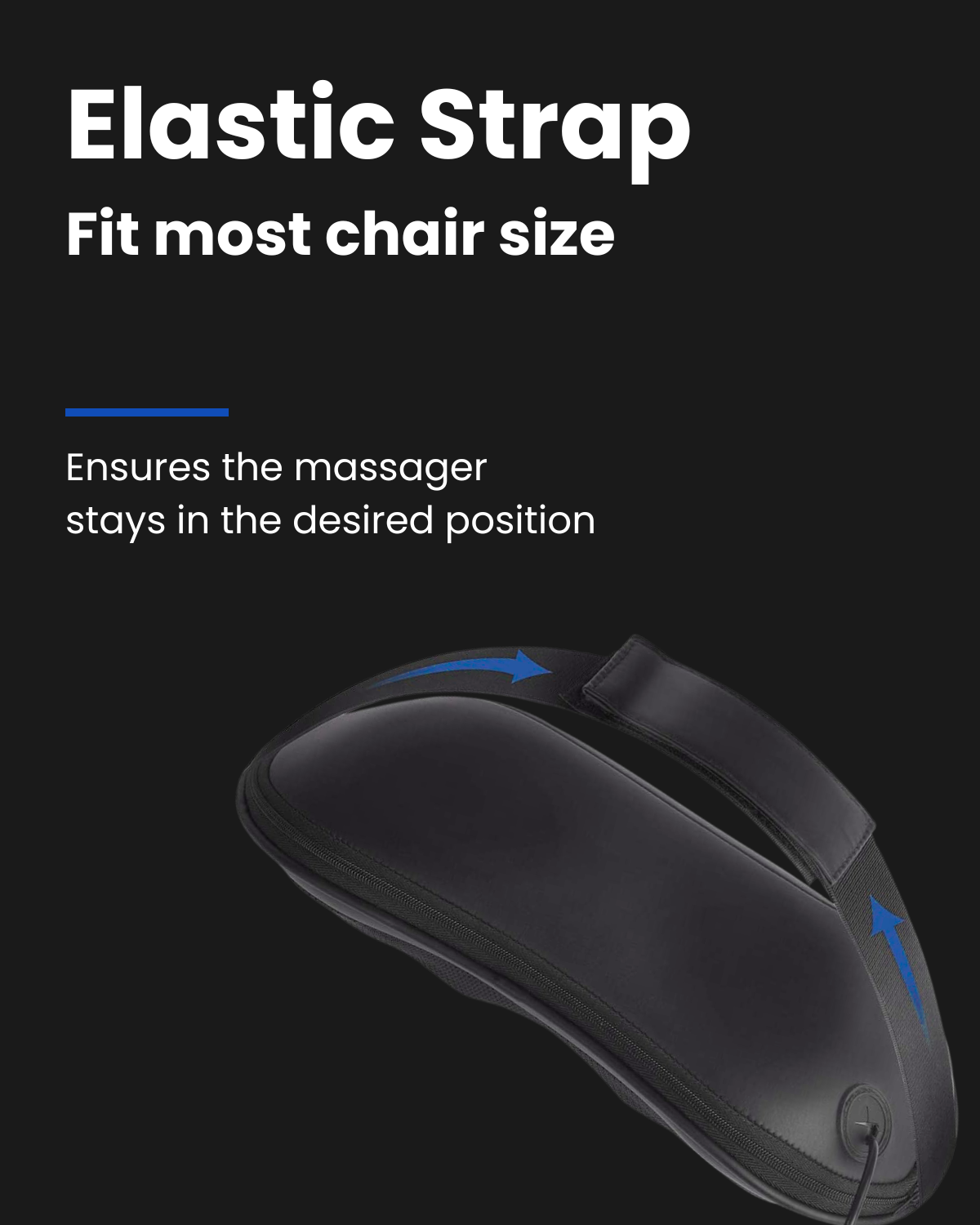 A collection of items, including a black cloth cover, a power adapter, a RENPHO AU user manual, a car charger, and the Renpho AU Massage Pillow with four red Shiatsu nodes and a soothing heat function is displayed. The products are arranged in a 3x2 grid with the massage pillow positioned at the bottom right.