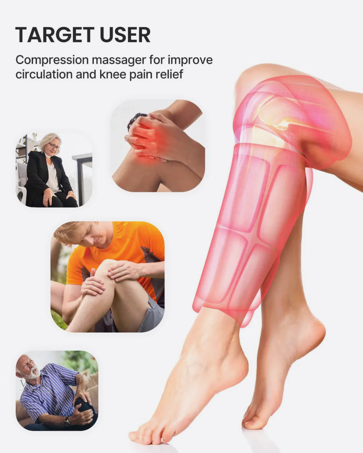 Air Compression Knee Calf Massager with Heat